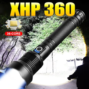 XHP360 פנס Led 26650 נטענת לפיד מתח גבוה פלאש LED אור אולטרה חזק טקטי יד המנורה זום פנס צד